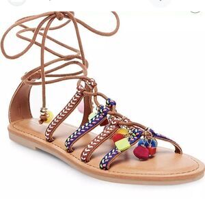 Big Buddha Strappy Gladiator Flat Sandals Colorful and Unique Women's Size 10